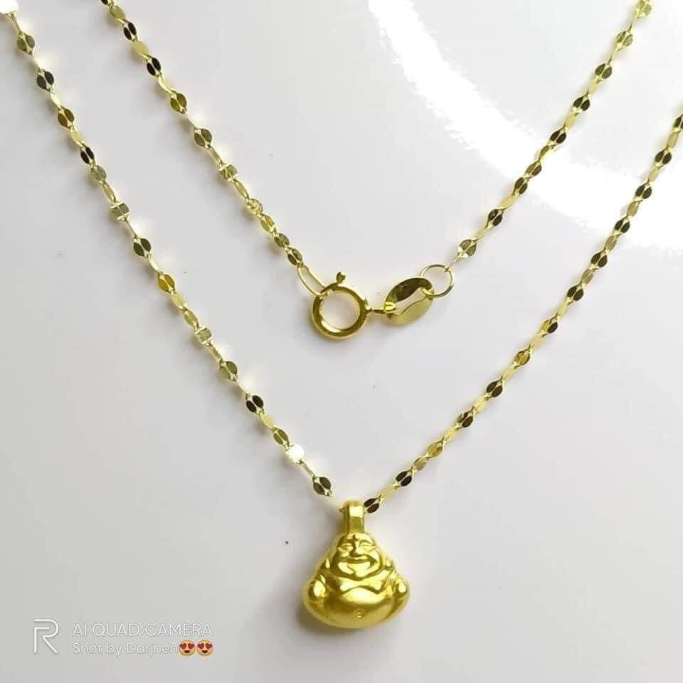 Thumbnail: 18k saudi gold mirror twist chain with 24k pendant