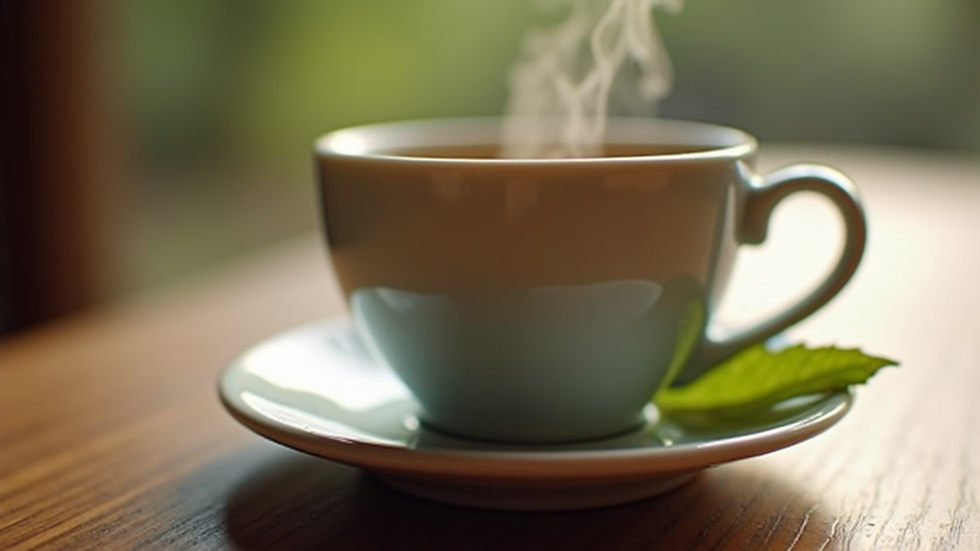 Close-up view of a tea cup with leaves settled at the bottom