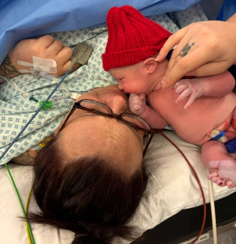 Mother and baby after birth