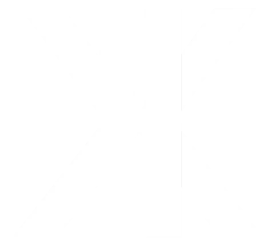 White geometric kurgan kingdom brand logo on black background