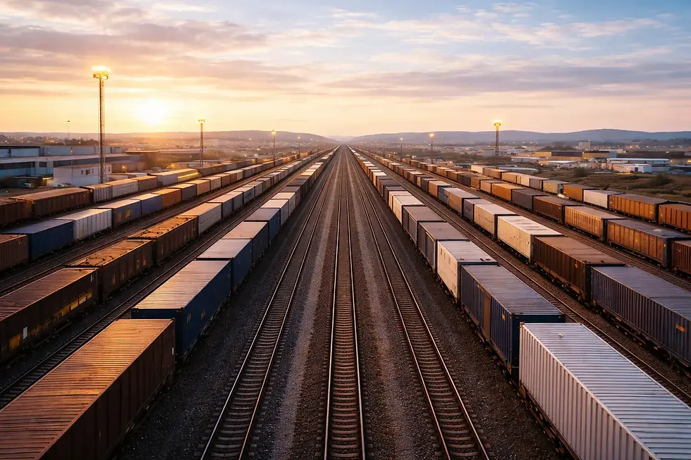 რკინიგზის გადაზიდვა კონტეინერებით სატვირთო ტერმინალში