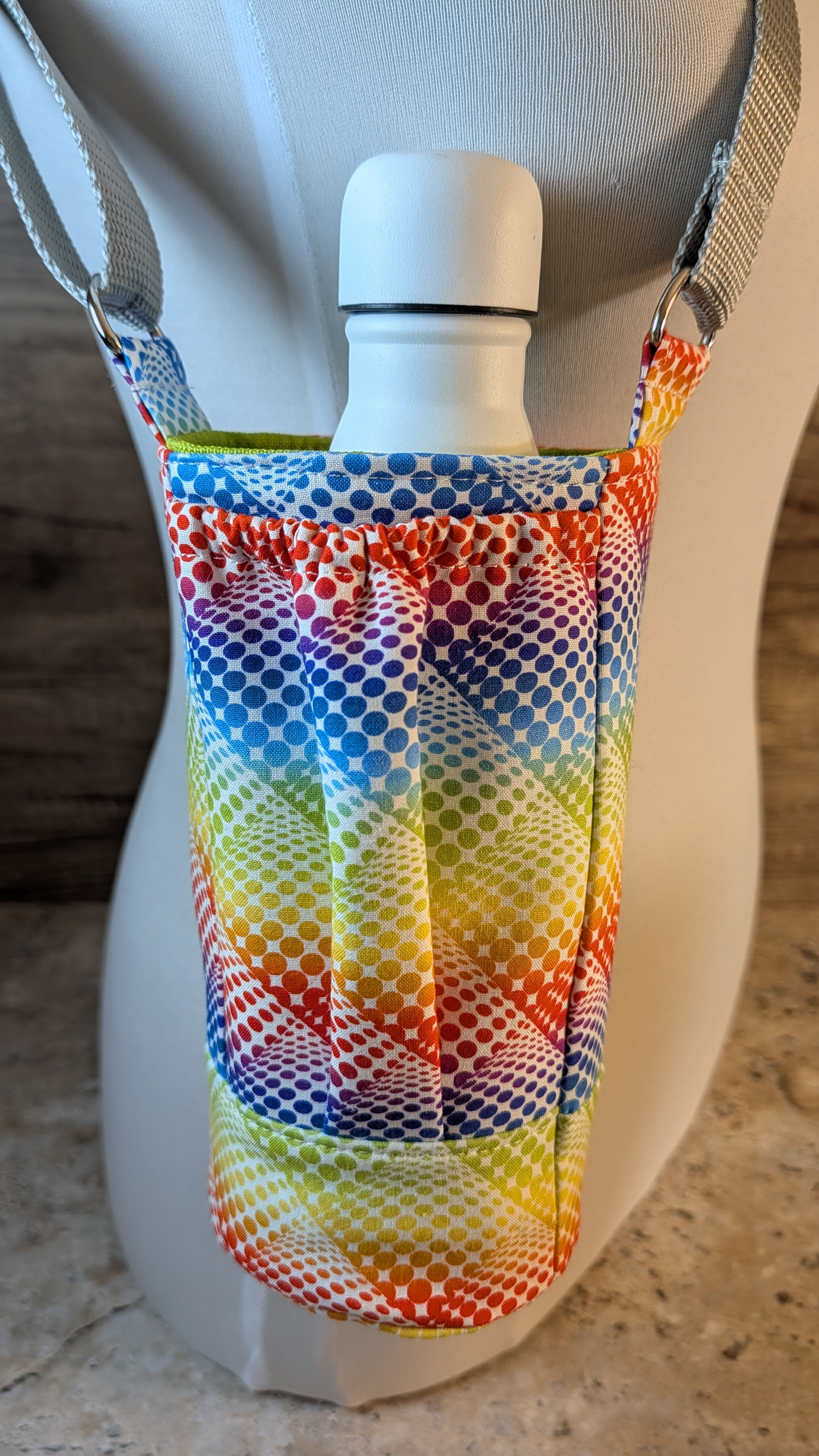 Rainbow Gnomes insulated water bottle sling / drink carrier