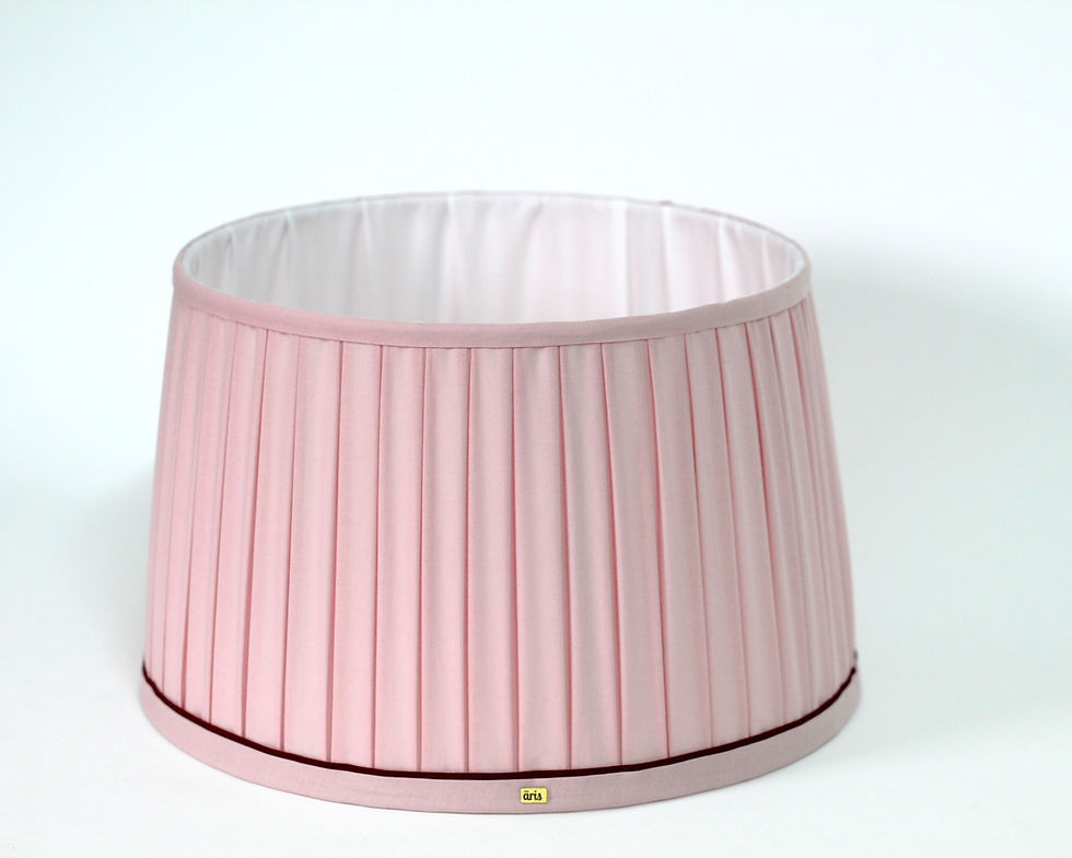 Miniatura: abajur franzido rosa pastel com dupla fita