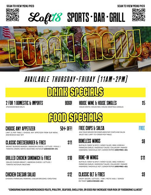 Loft18 Houston Lunch Specials