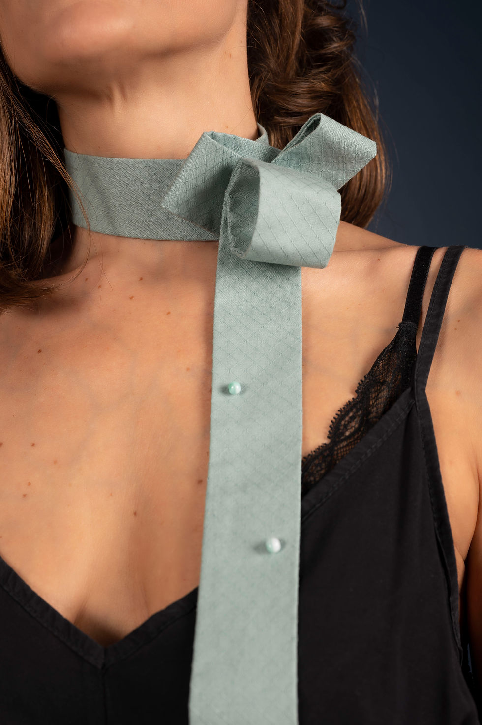 Thumbnail: Whispering Cage Cotton Necktie front view