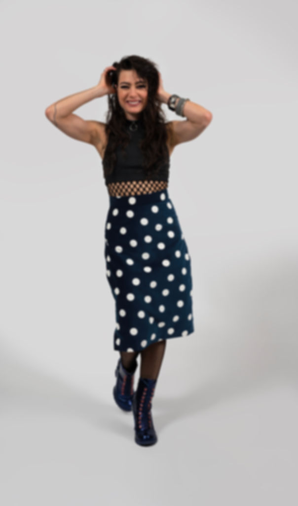 Midnight Polka Velvet Skirt front view