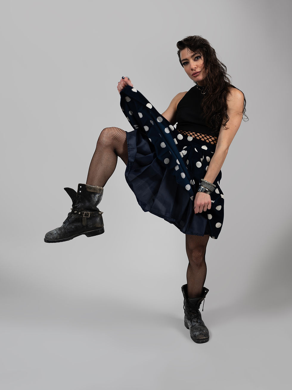 Thumbnail: Midnight Dots Velvet Skirt front view