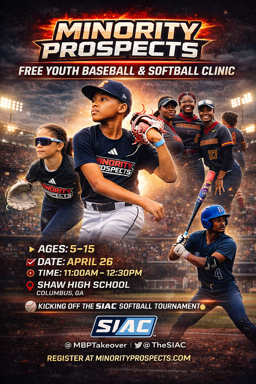 Minority Prospects Free Youth Baseball and Softball Clinic - Columbus, GA