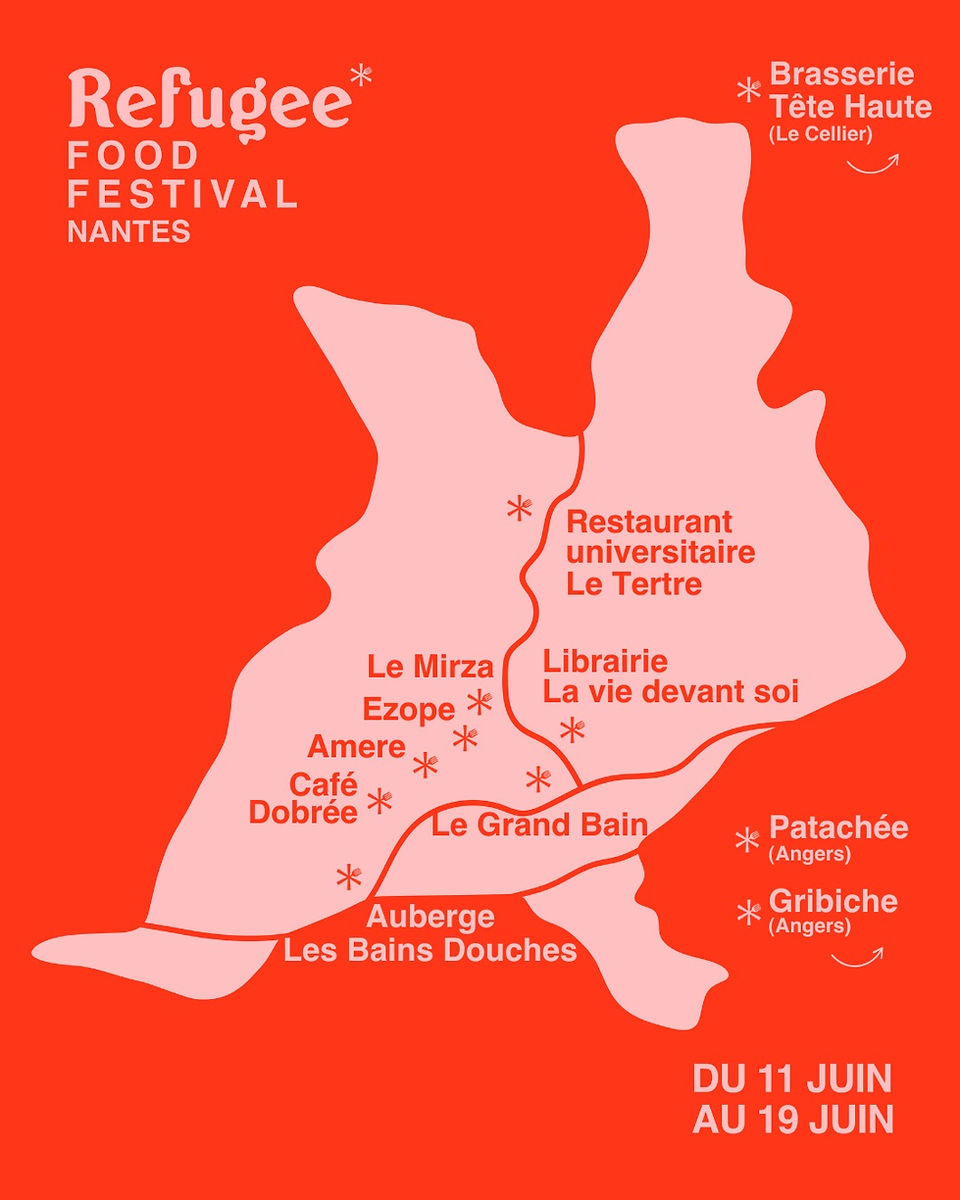 Carte des lieux accueillant le Refugee Food Festival