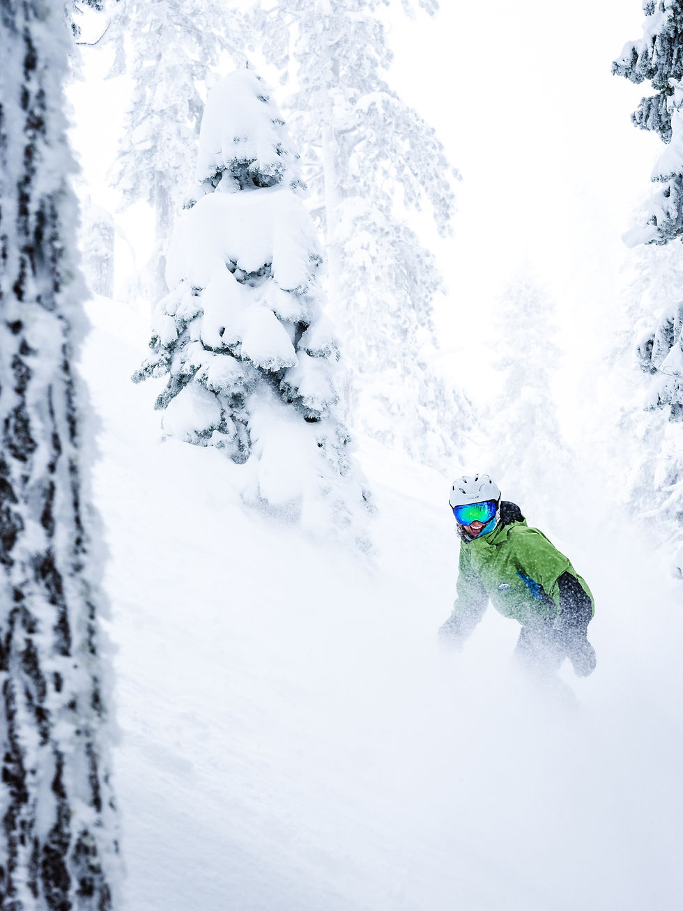 Snowboarding enjoying a powder day at Diamond Peak Ski Resort