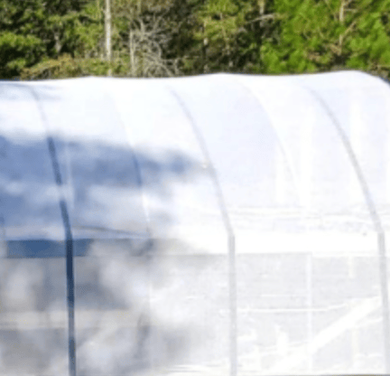 white 50% shade cloth on greenhouse high tunnel
