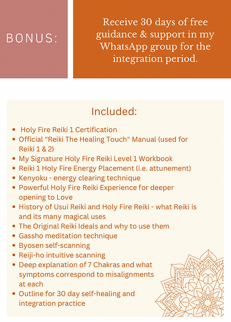 Holy fire Reiki 1 training in Nelson, New Zealand