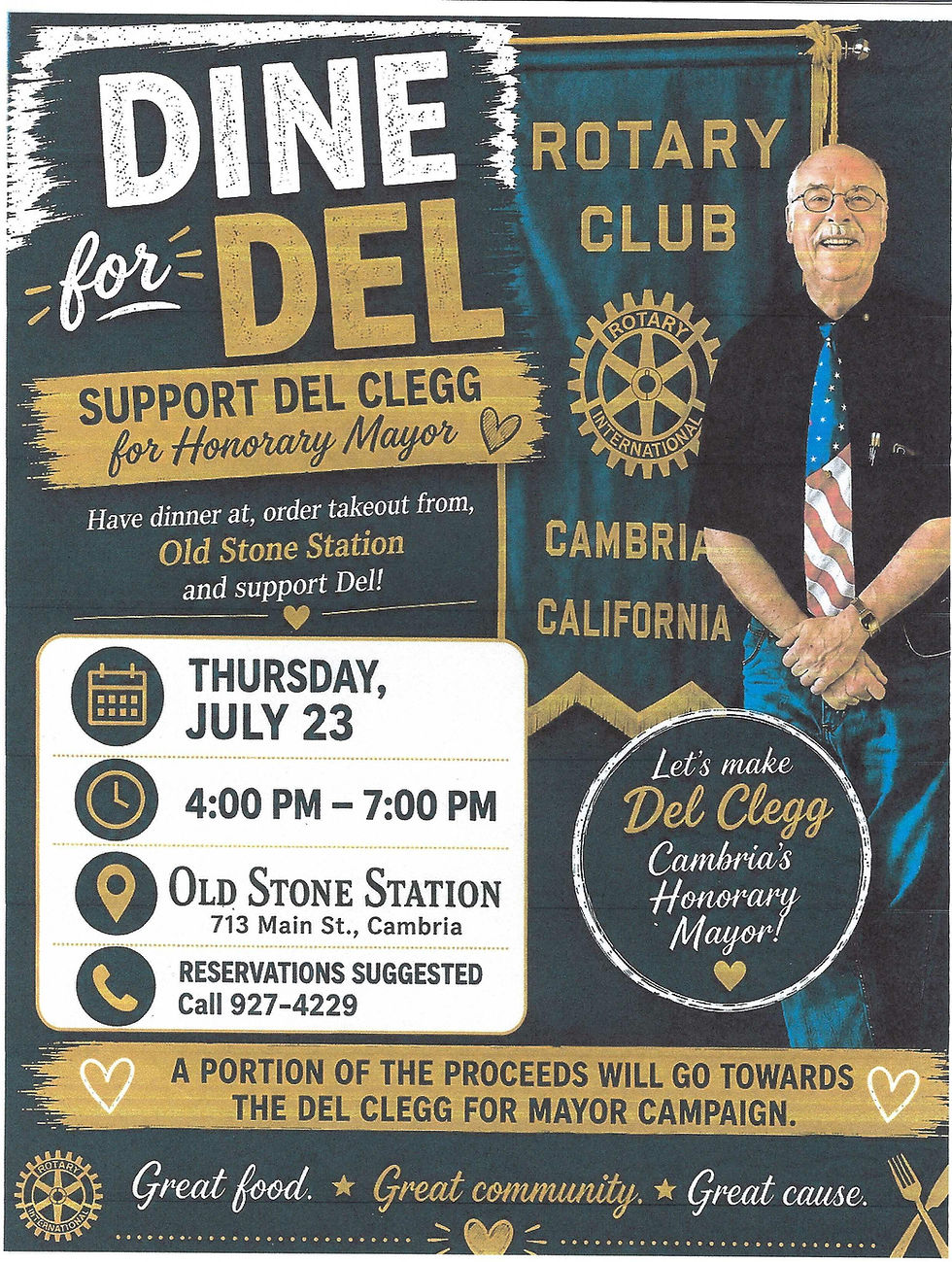 DINE FOR DEL, THURSDAY, JULY 23 