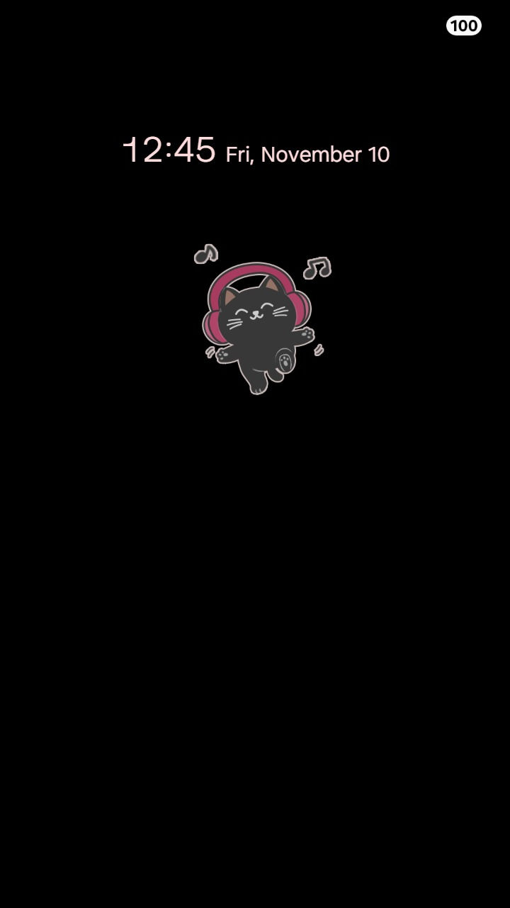 縮圖：Pinky Black Cat Chilling Music Time with Headphone | Miiro Vibes