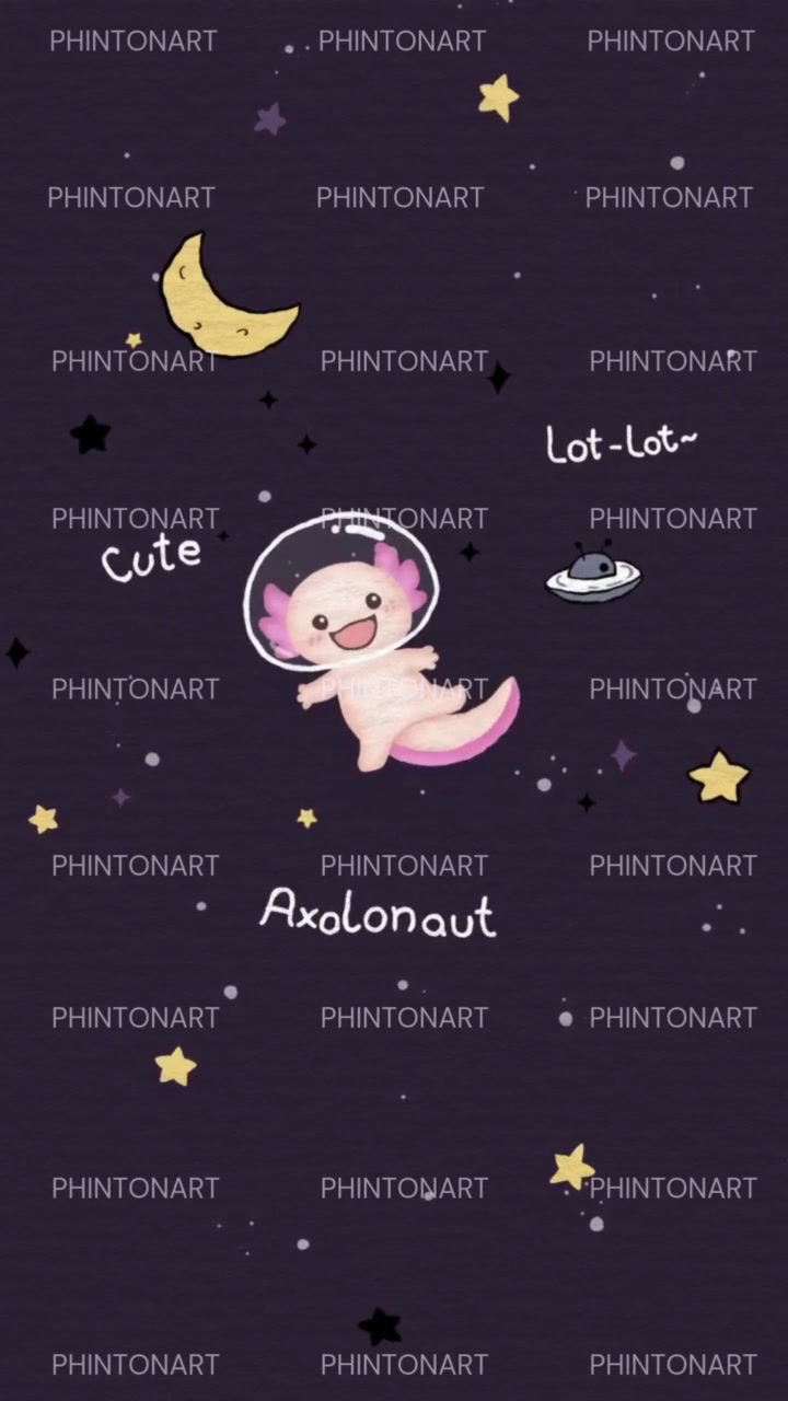 縮圖：Animated Cute Axololt ♥ Floating In Space