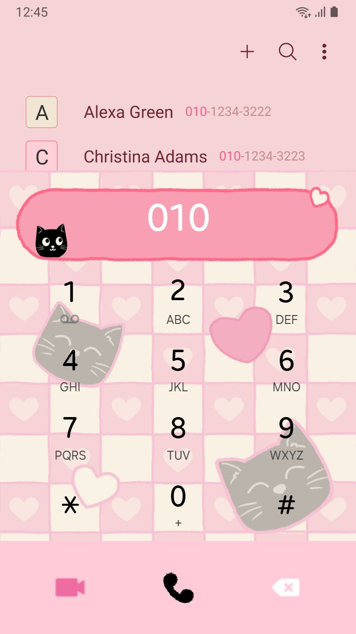 縮圖：Black Cat Series ♥ Cute Pinky Heart Checkered | Miiro Vibes