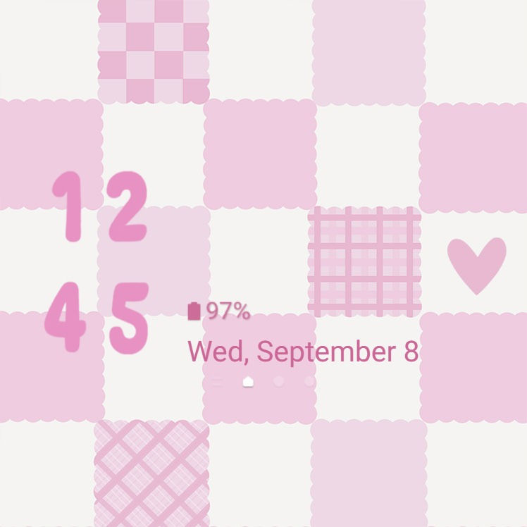 縮圖：Pink Heart_Checkered Lace Pattern