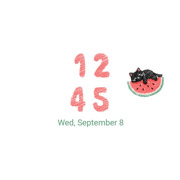 Thumbnail: Cute Crayon Black Cat & Watermelon