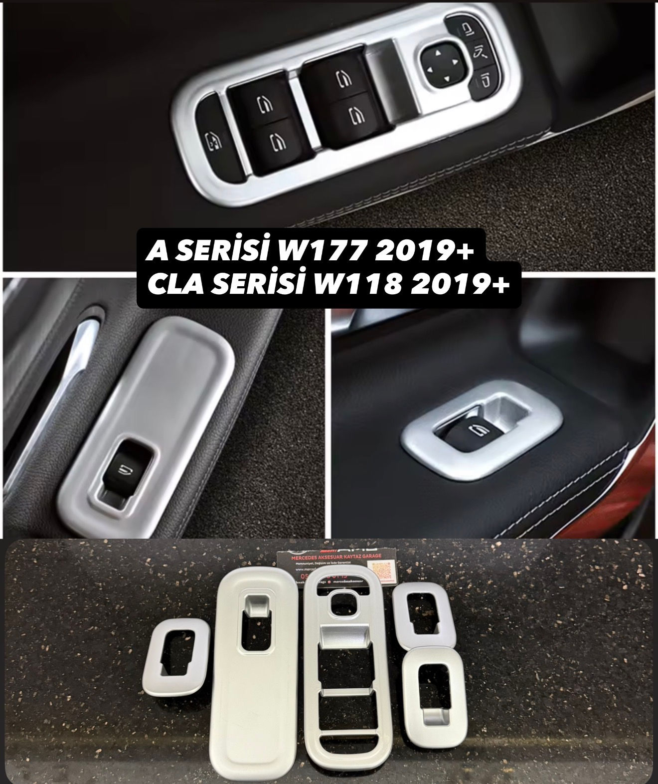 MERCEDES CAM TUŞ ÇERÇEVE KROM SET W177 W118