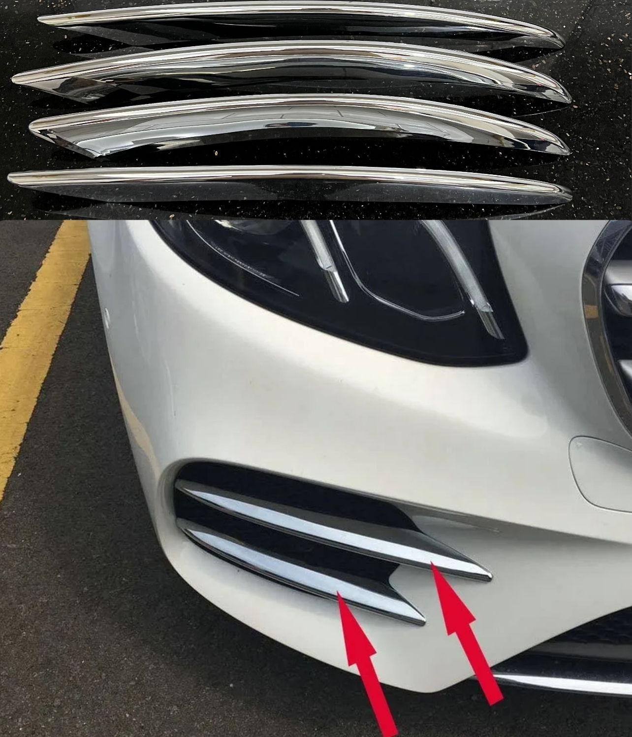 MERCEDES W213 ÖN TAMPON KROM BIÇAKLAR