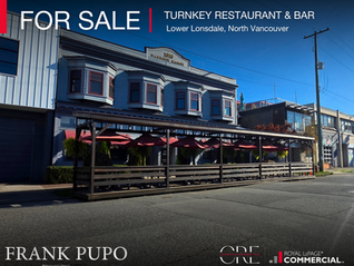 Turnkey Restaurant & Bar for Sale in Lower Lonsdale, North Vancouver