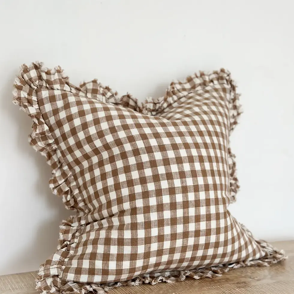 Thumbnail: Gingham Brown Cushion Cover