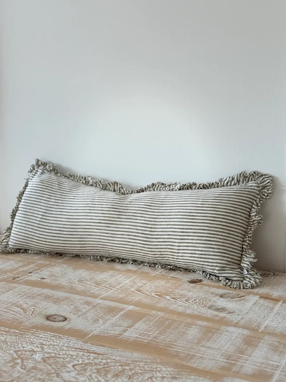 Large Olive Stripe Bolster Cushion