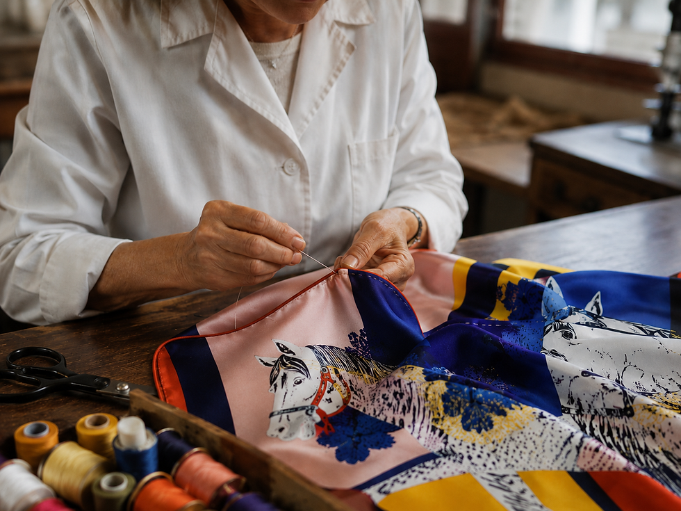 Miniatura: Foulard - 100% PuraSeta Naturale - Stampato e Orlato a Mano