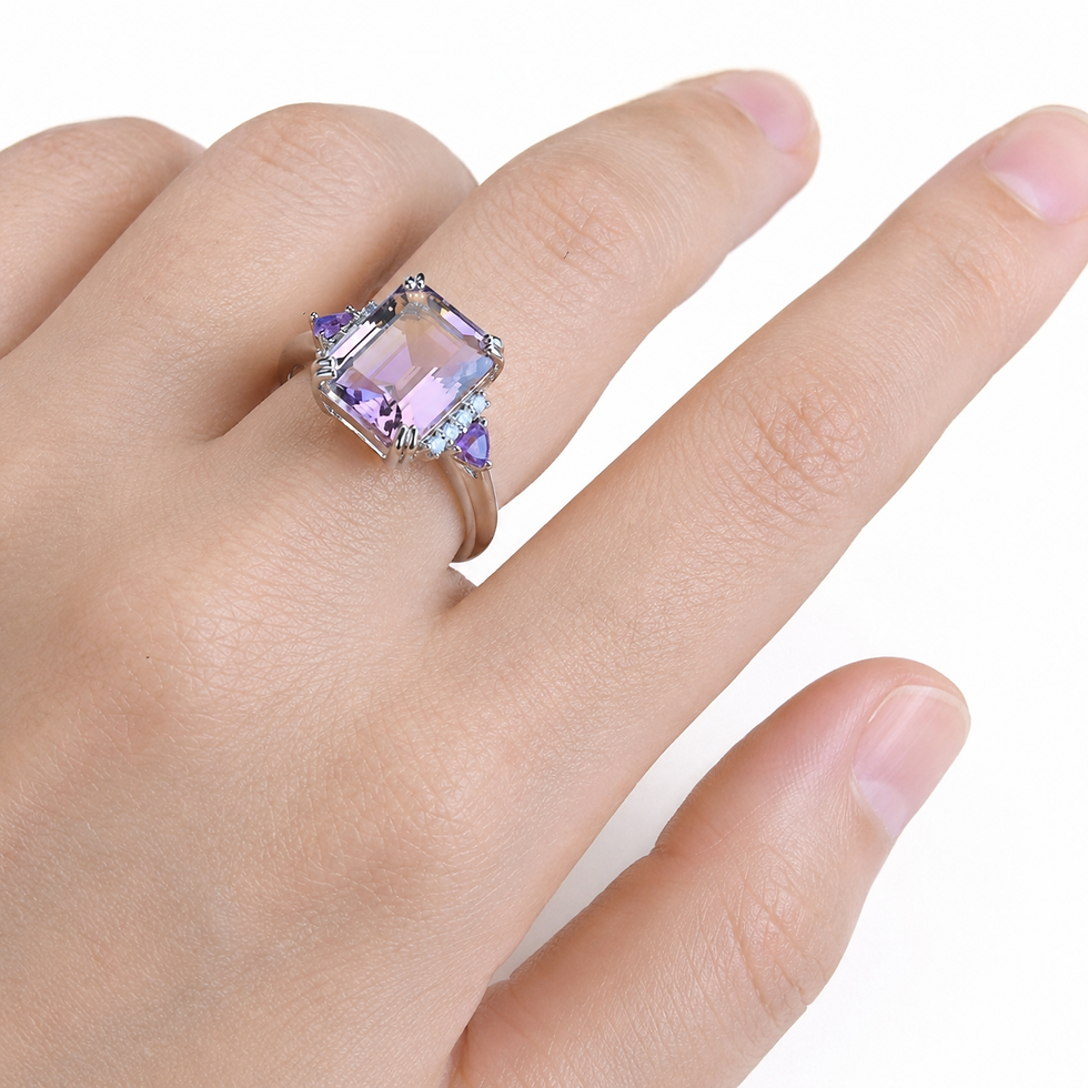Miniatura: Anello Argento 925 Rodiato con Pietre Preziose AMETRINA