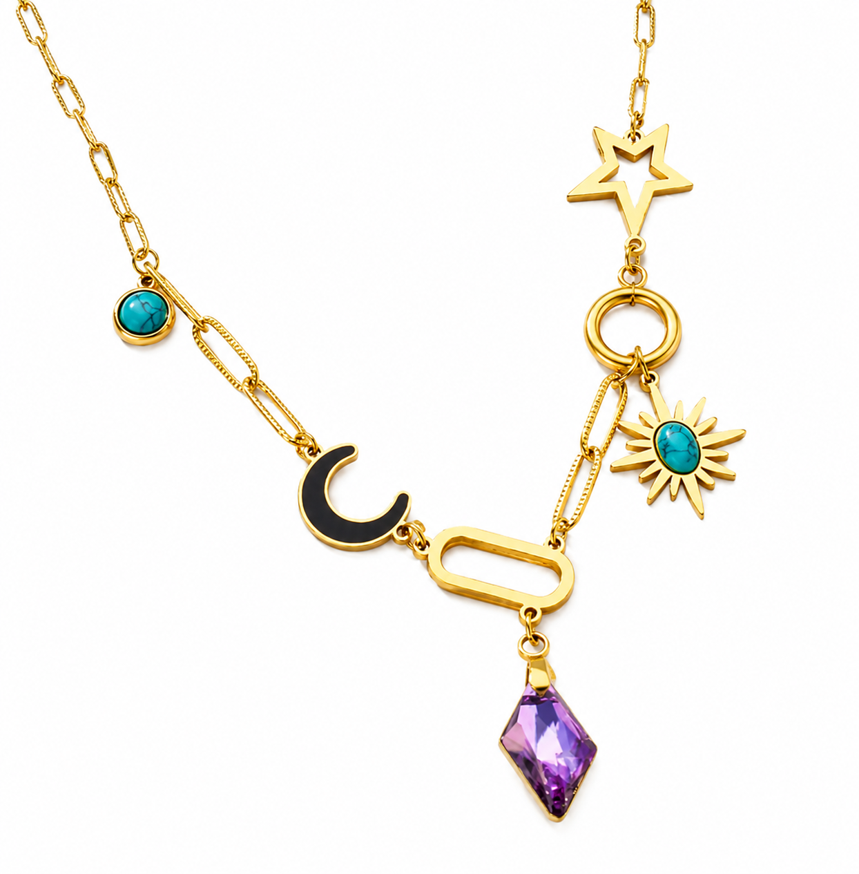 Collana in lega metallica waterproof, placcata oro 18K