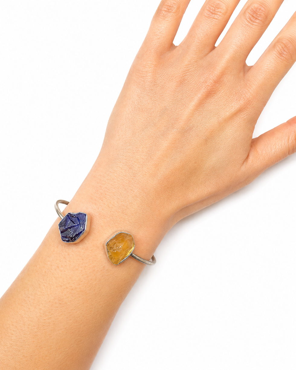 Miniature : Bracelet "Antares" en Ag 925 avec Quartz Saphir et Citrine