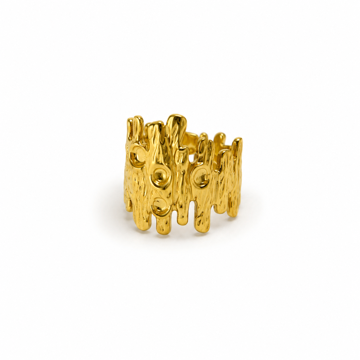 Anello Corteccia in lega metallica waterproof, placcata oro 18K