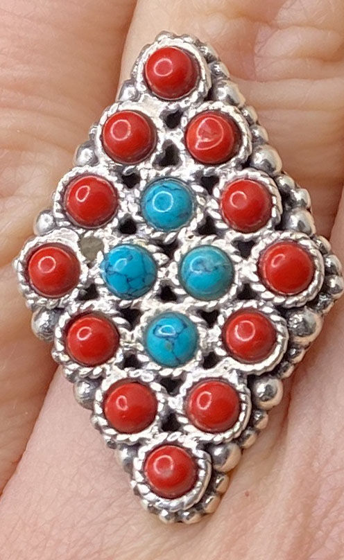 Miniatura: Moda Positano Gioielli - Collezione Corallo – Anello Ag 925 coralli turchesi