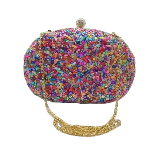 Miniatura: Clutch Elegante con Cristalli Austriaci e Chips di Madreperla