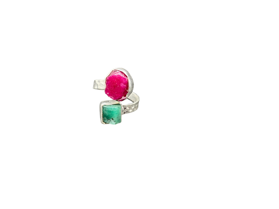 Moda Positano Gioielli - Collezione Zaffiro - Anello Ag925 con Rubino e Smeraldo