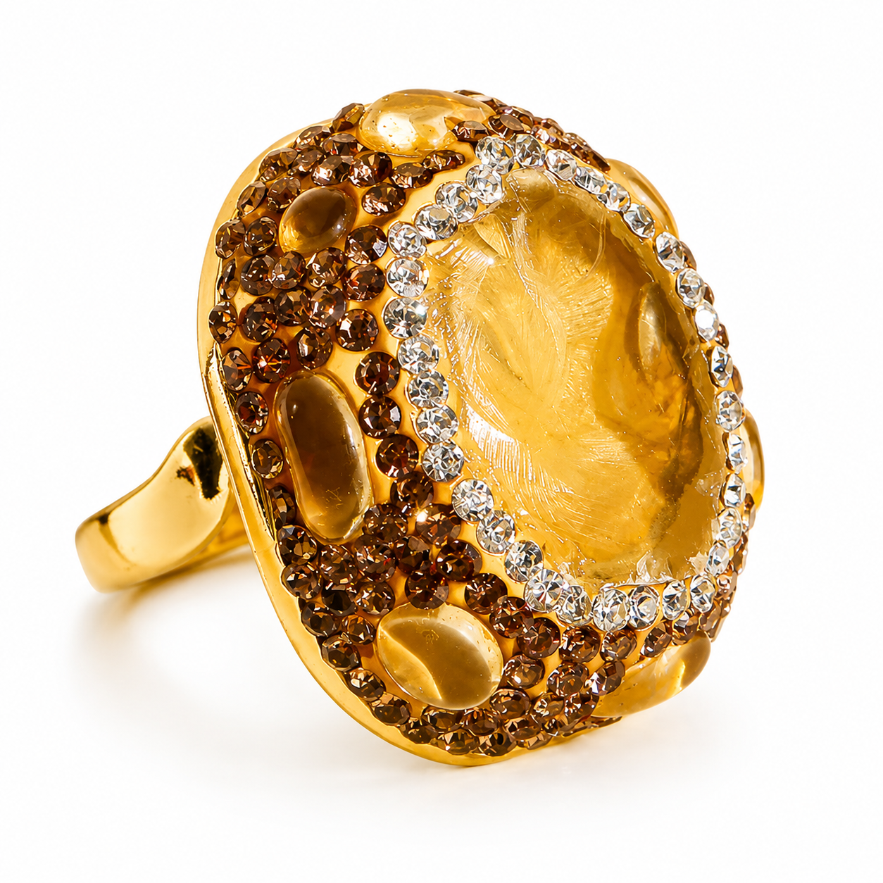 Anello con Quarzo Citrino - GP Oro 18K - Handmade