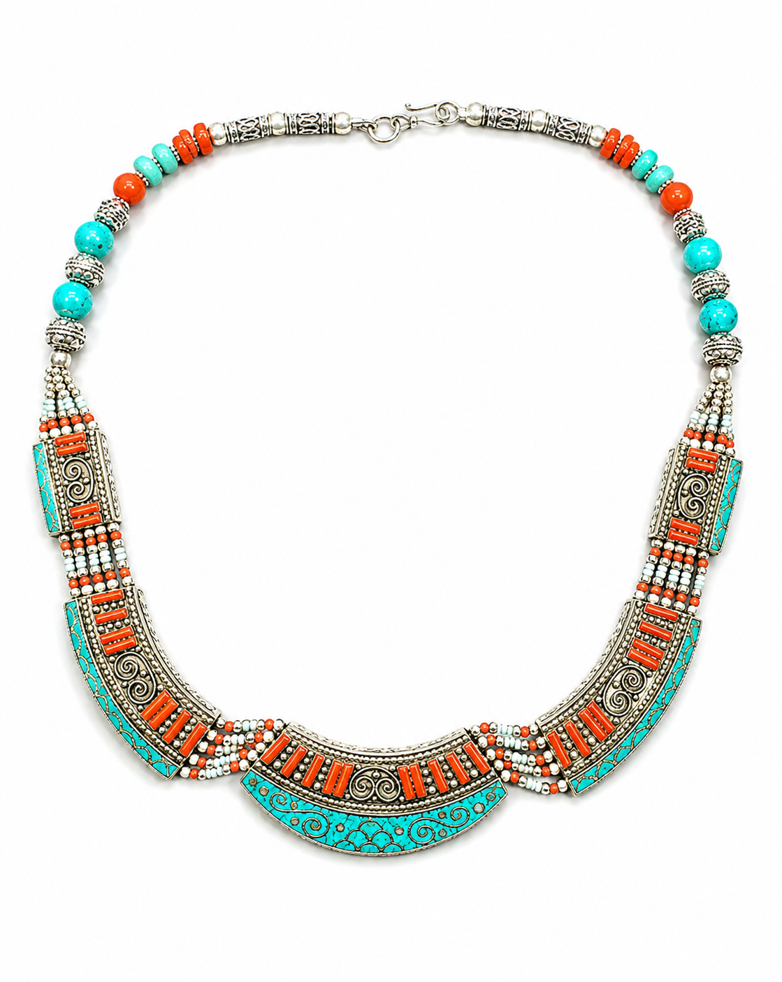 Collana Argento tibetano e Pietre Naturali