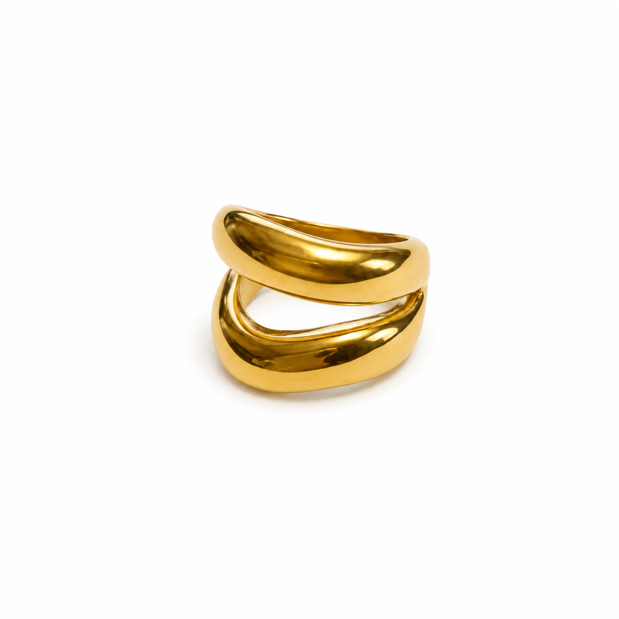 Anello Onda in lega metallica waterproof, placcata oro 18K