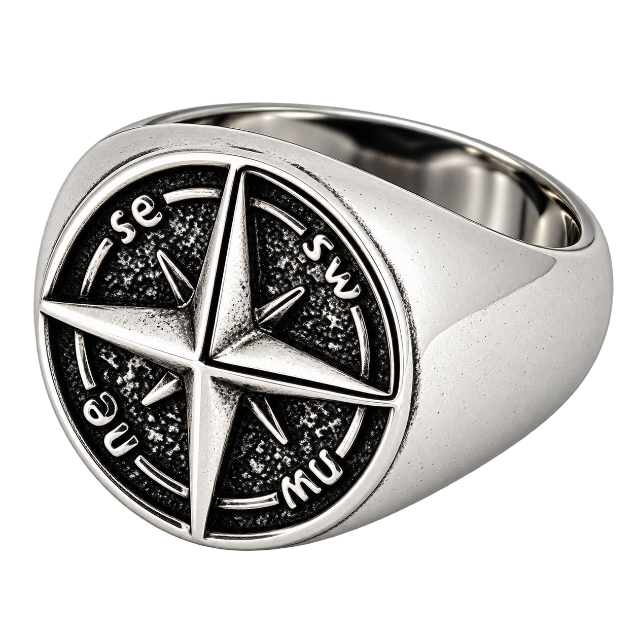 Anello Uomo Chevalier in Argento 925 motivo Rosa dei Venti