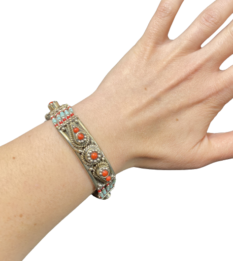 Miniature : bracciale tibetano argento e pietre