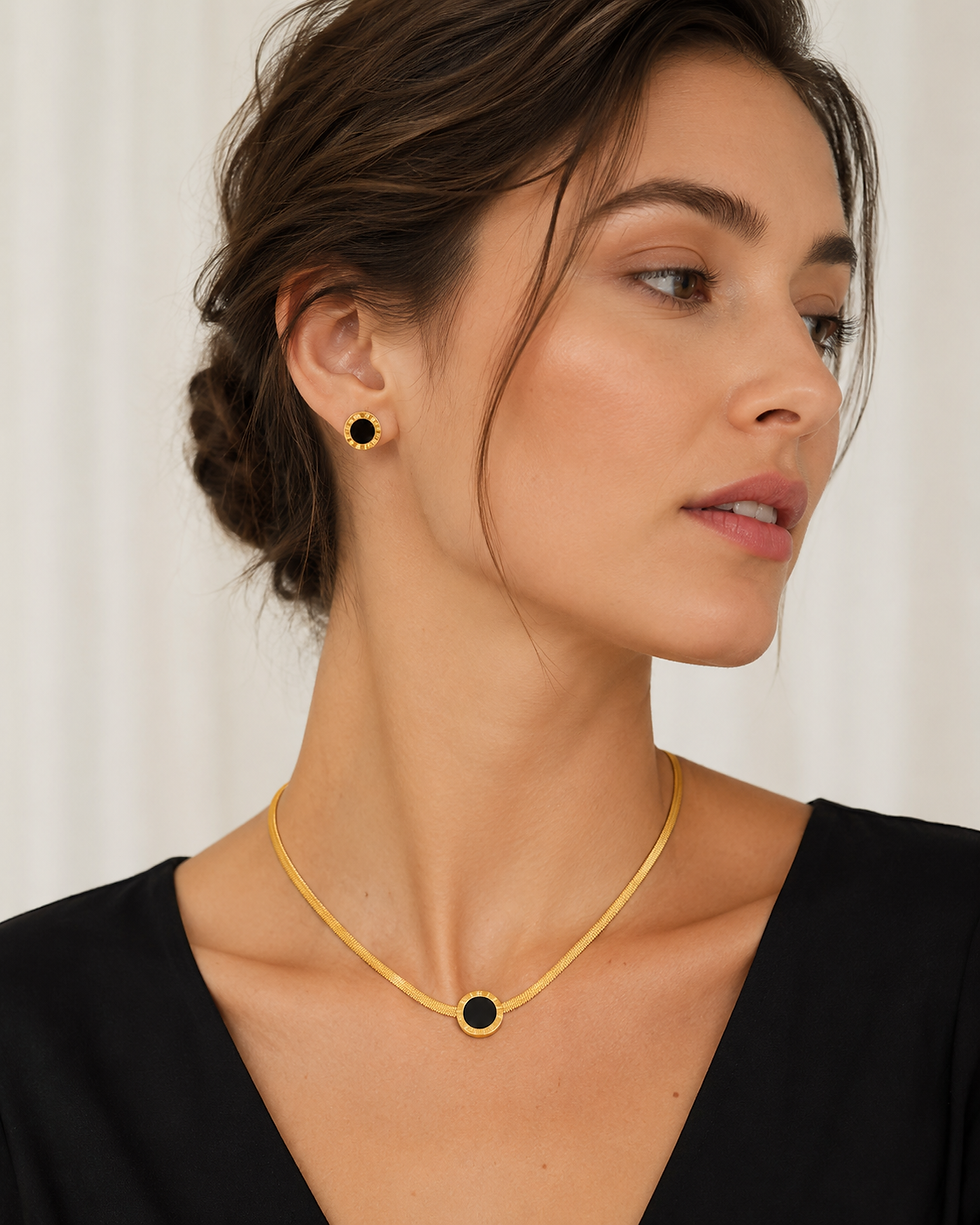 Miniatura: Parure in lega metallica waterproof, placcata oro 18K