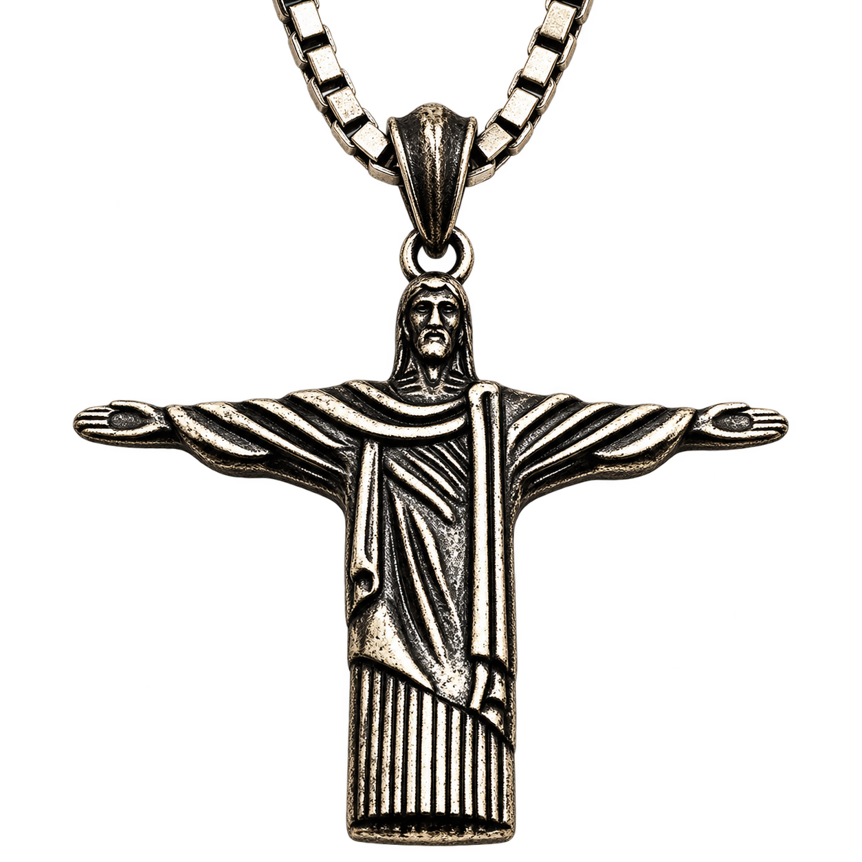 Collana da Uomo in Argento 925 con Pendente Cristo Redentore