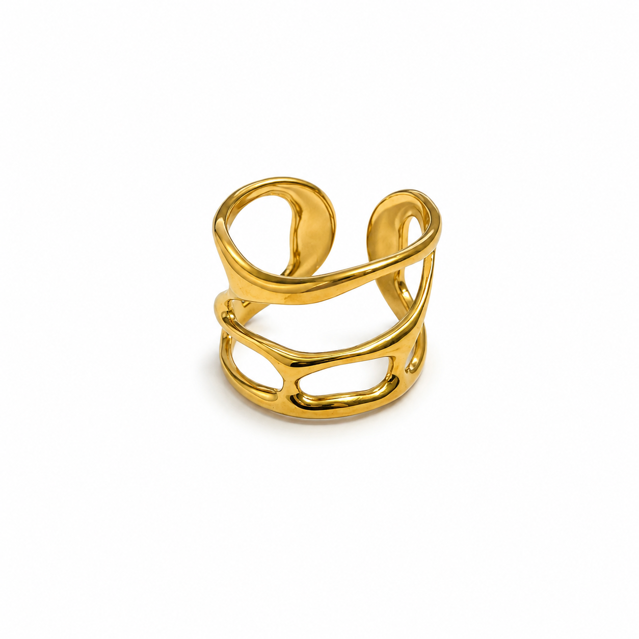 Anello Moderno in lega metallica waterproof, placcata oro 18K