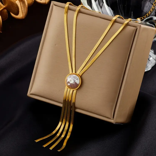 Miniatura: Collana in Acciaio SS 316L placcato ORO 13K con Perla Shell