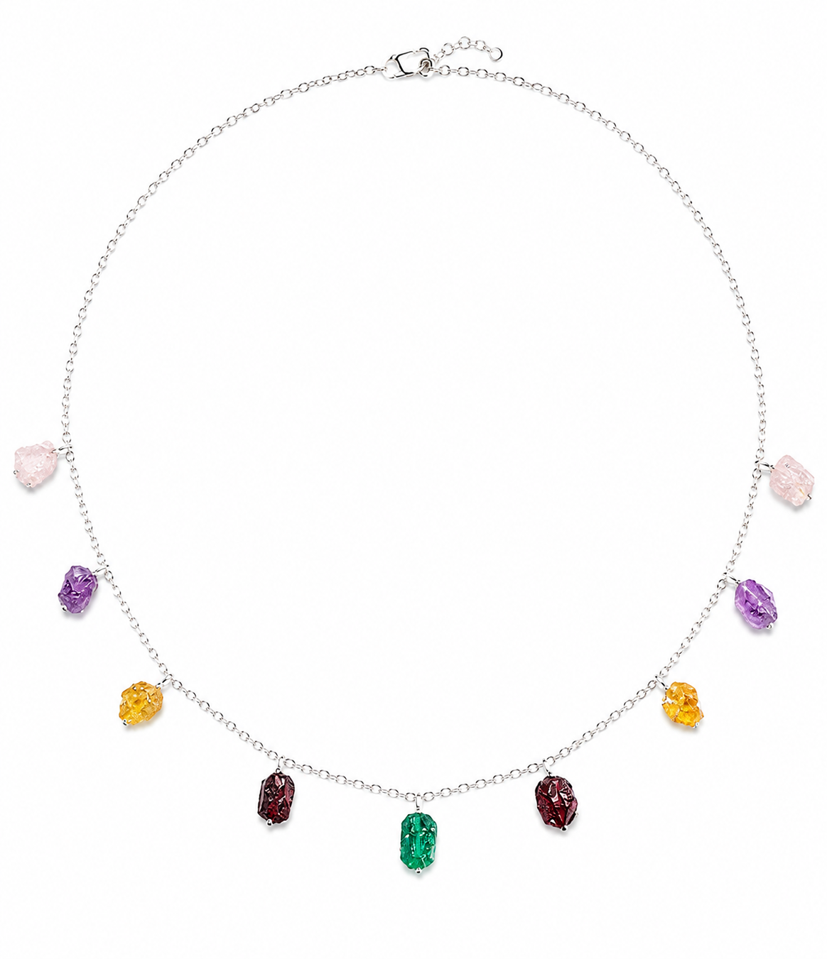 Collana Girocollo Argento 925 e pietre preziose naturali SMERALDO
