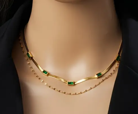 Miniatura: Collana in Acciaio SS 316L placcato ORO 13K con CRISTALLI AUSTRIACI