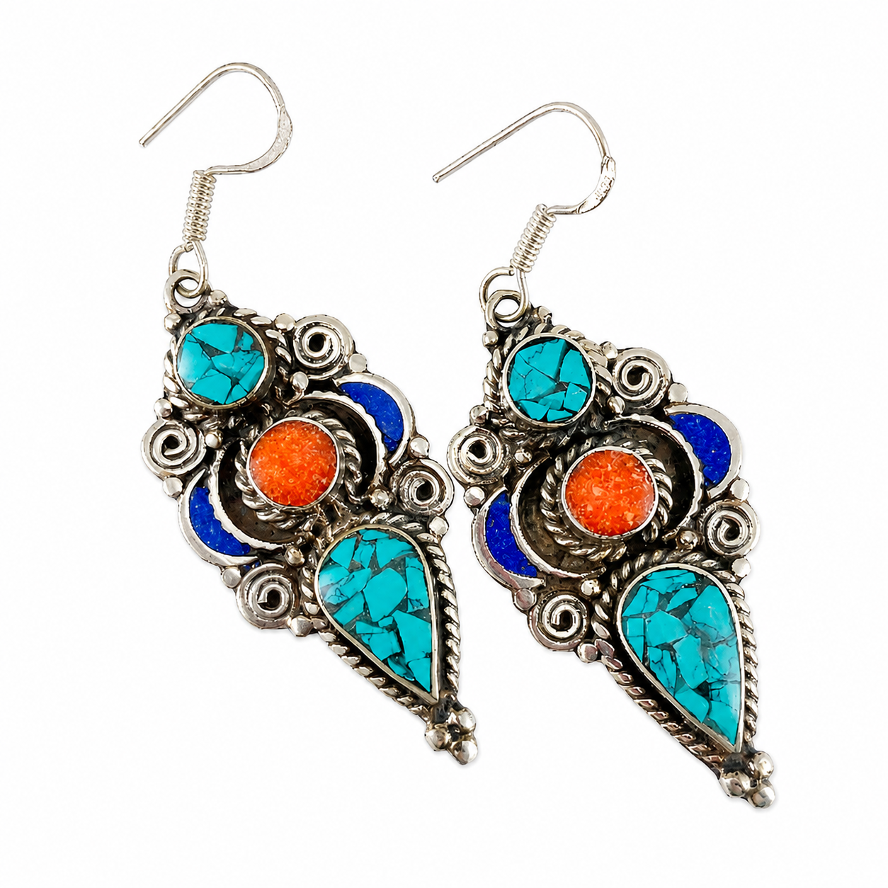 Orecchini in Argento Tibetano e Pietre Naturali