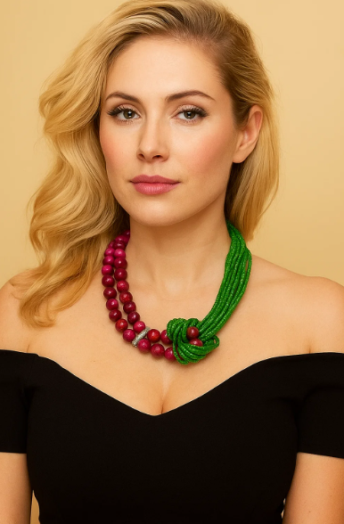 Miniatura: Collana con Pietre  Occhio di Tigre e Cristalli Austriaci