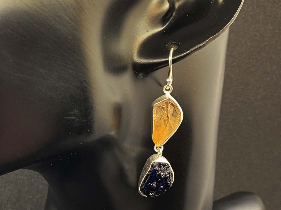 Miniatura: Moda Positano Gioielli - Collezione Zaffiro - Orecchini Ag925 Zaffiro e Citrino