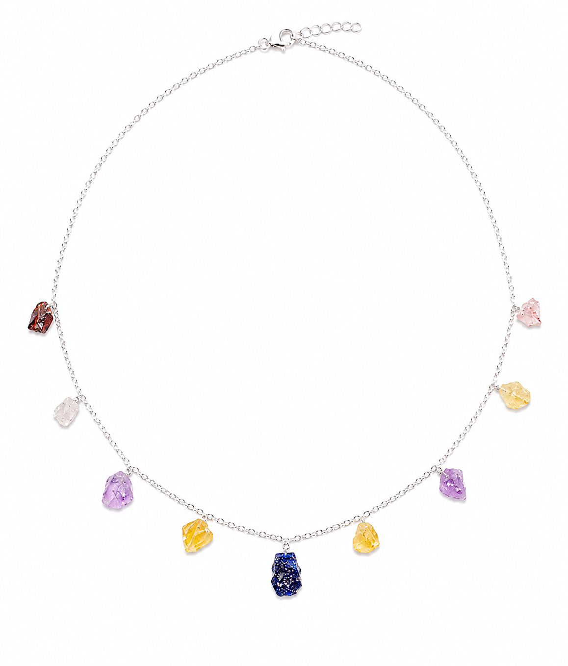 Collana Girocollo Argento 925 con pietre preziose grezze ZAFFIRO